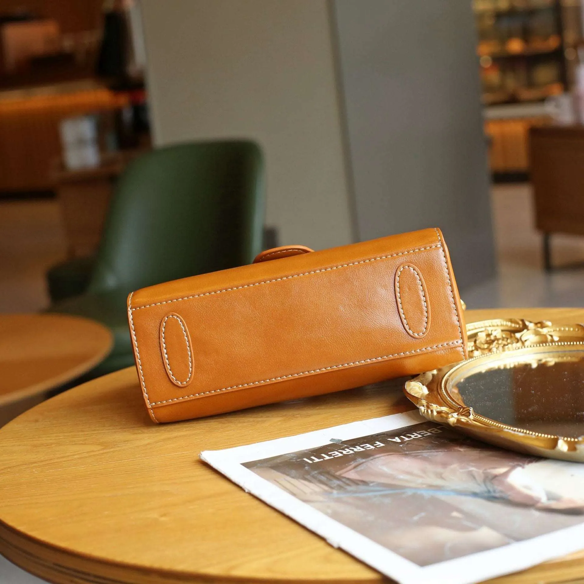 Classic Leather Top Handle Bag