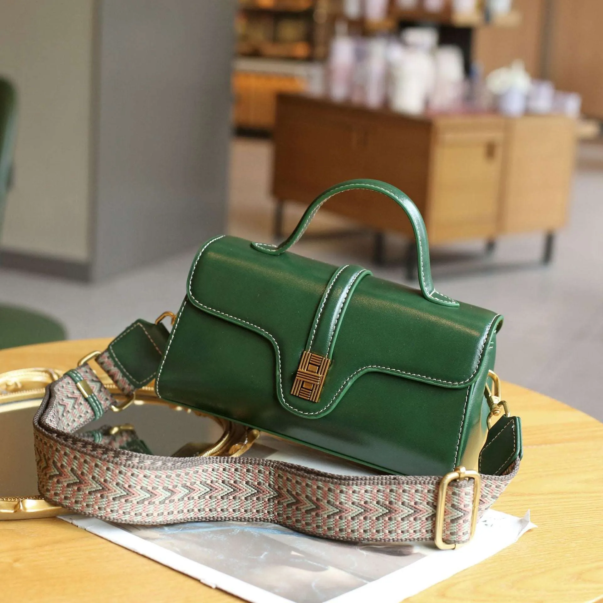 Classic Leather Top Handle Bag