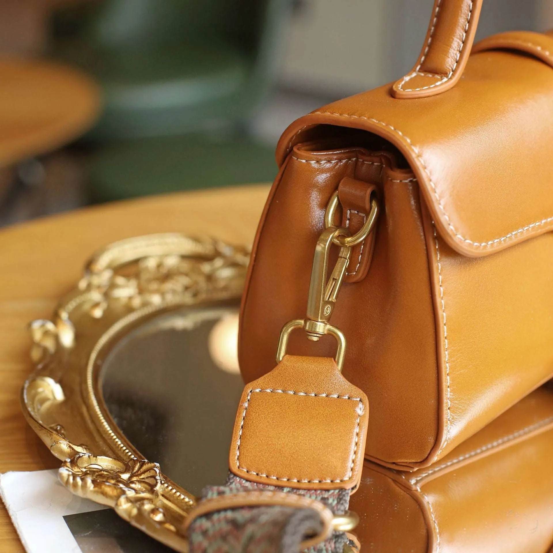 Classic Leather Top Handle Bag