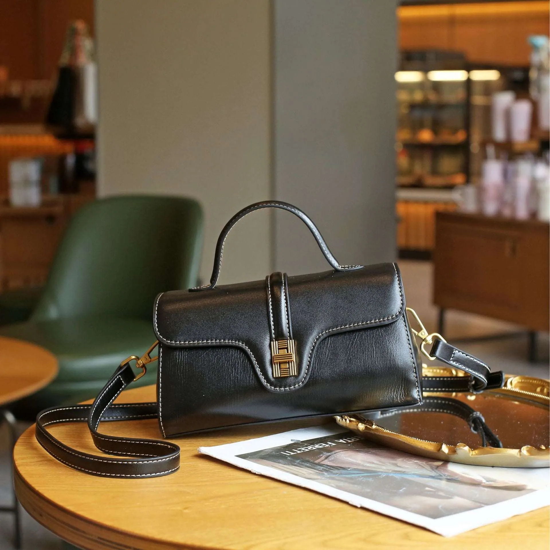 Classic Leather Top Handle Bag