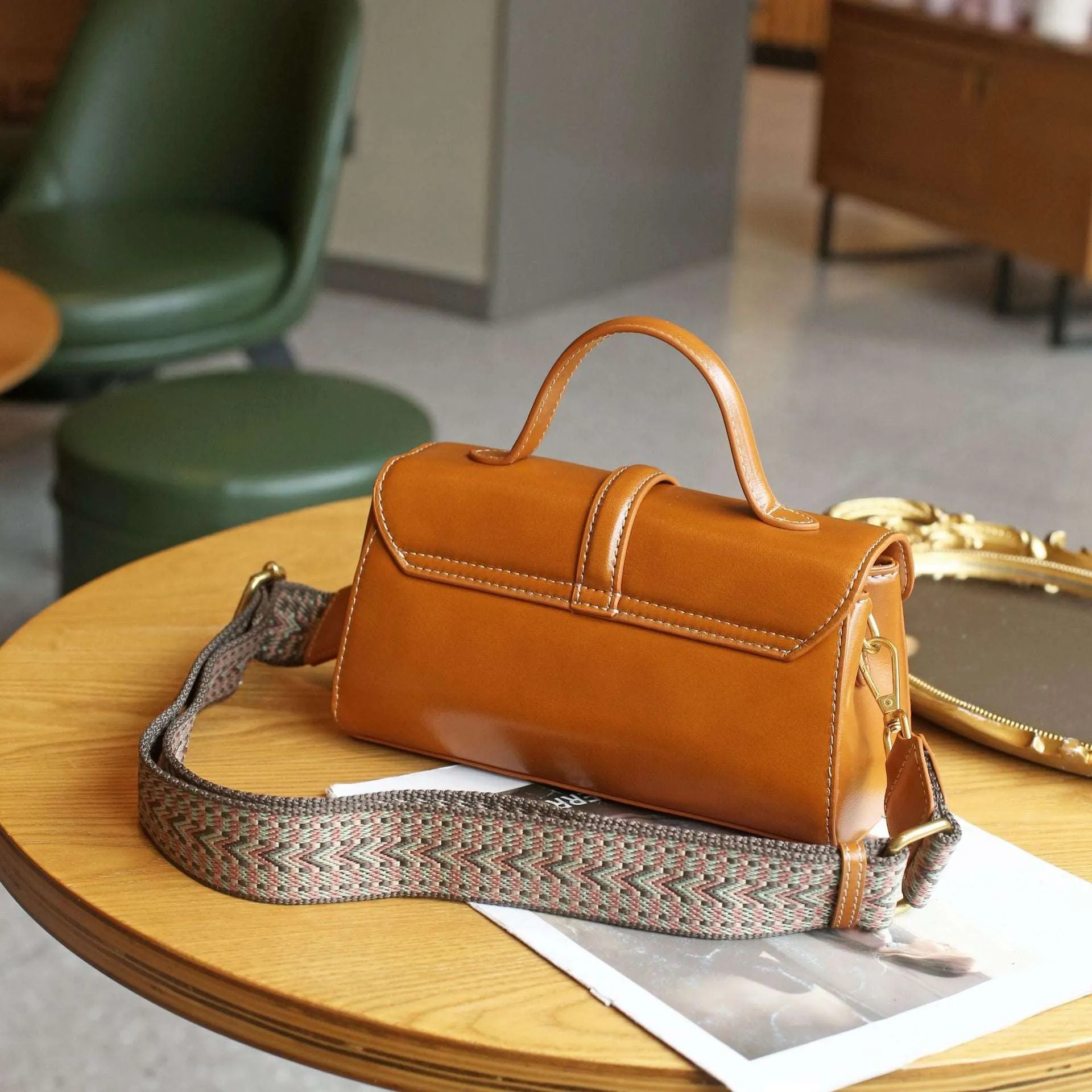 Classic Leather Top Handle Bag