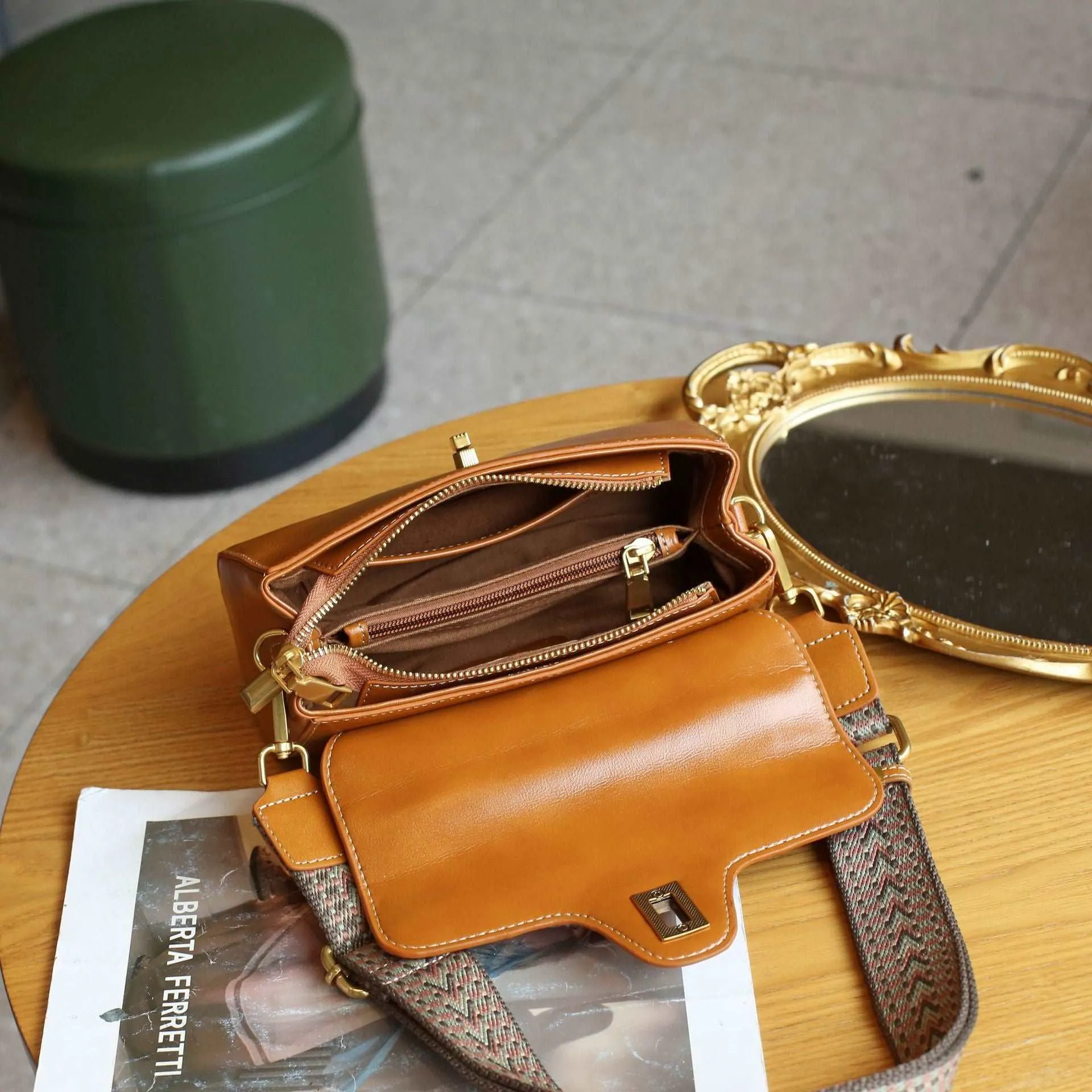 Classic Leather Top Handle Bag