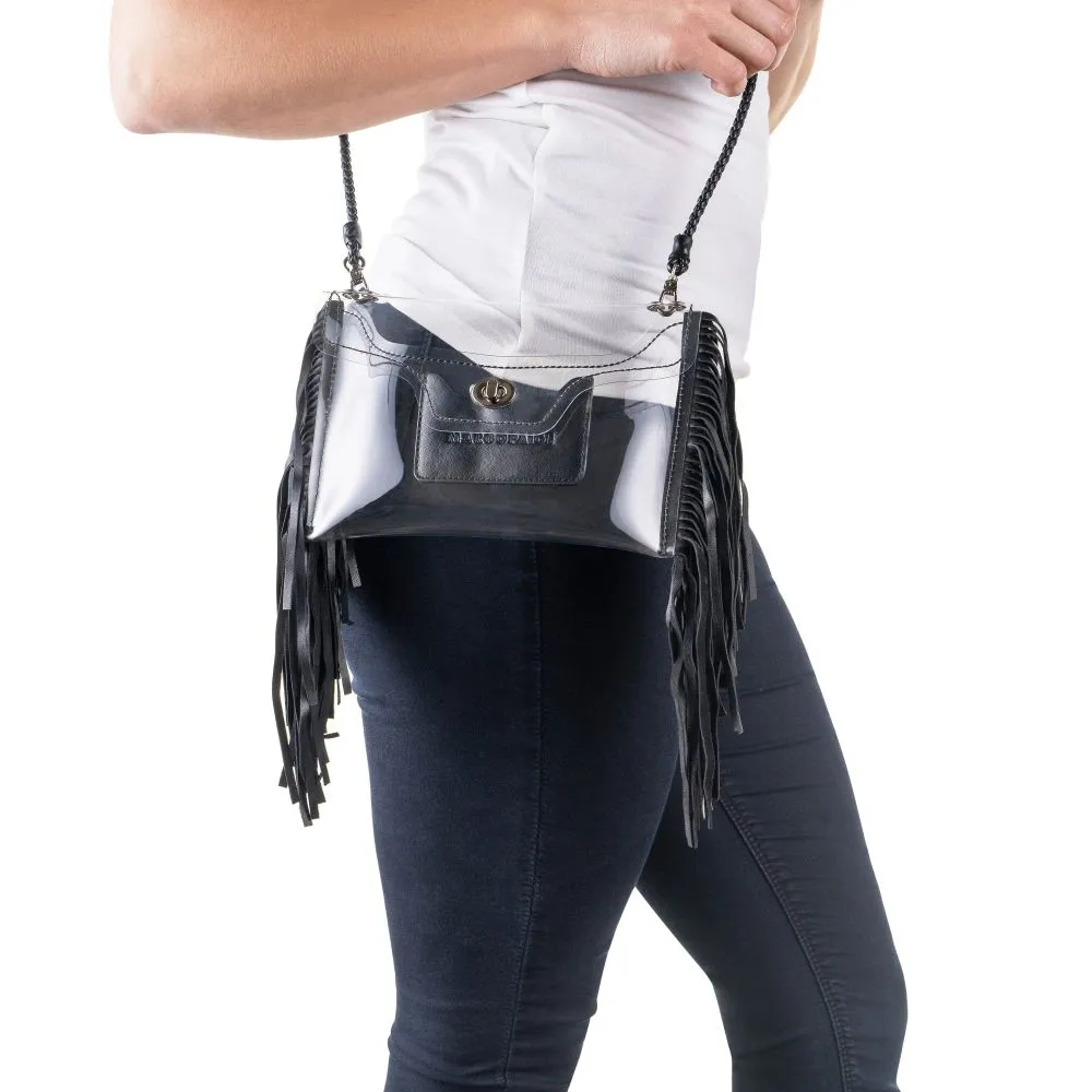 CLEAR FRINGE CROSSBODY