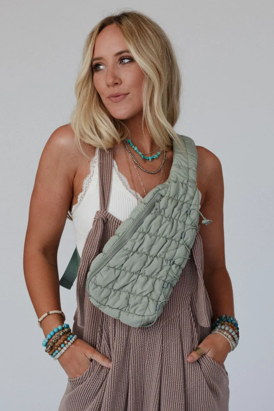 Cloud Dreamer Quilted Sling Bag - Sage