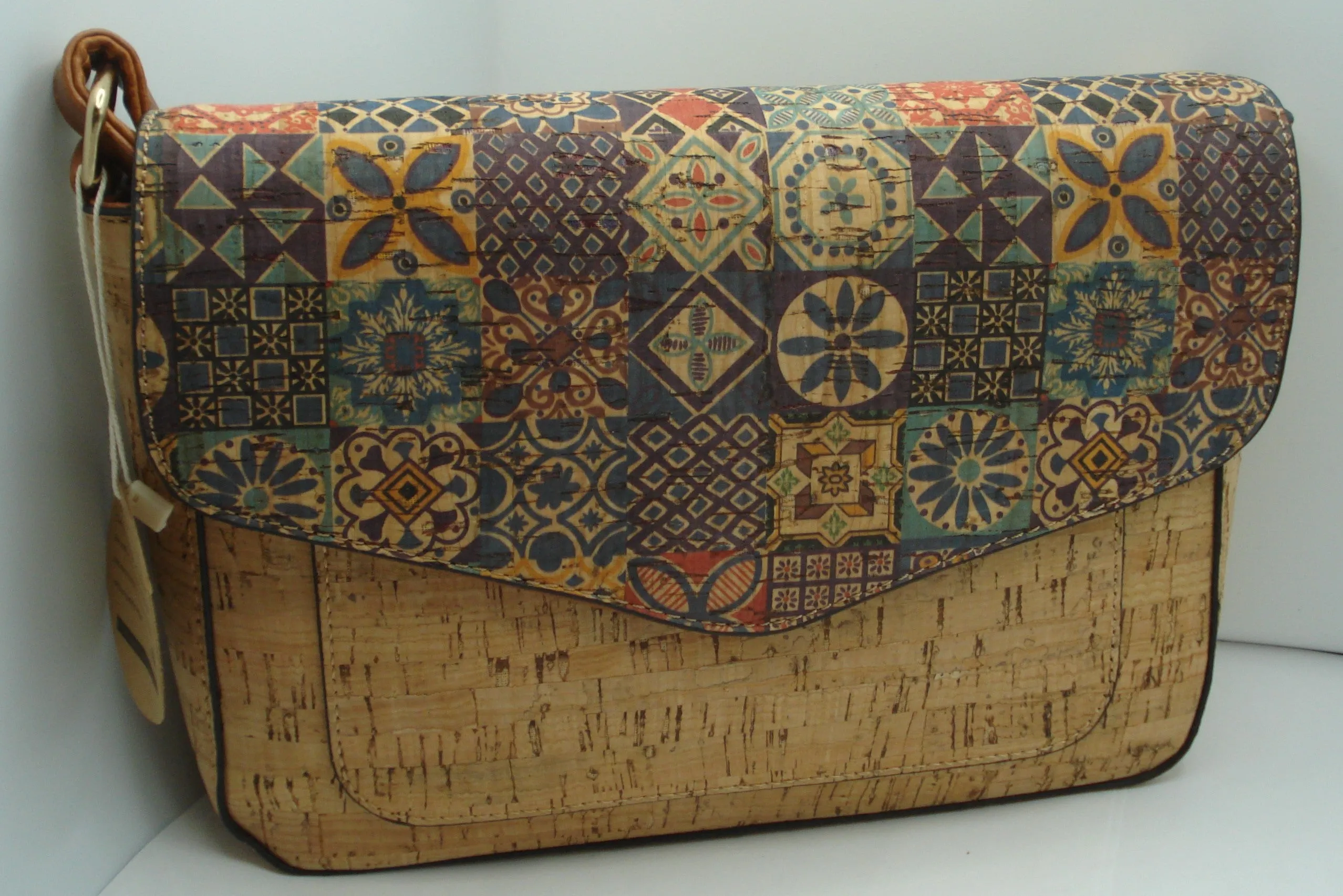 cork cross body flap over handbag