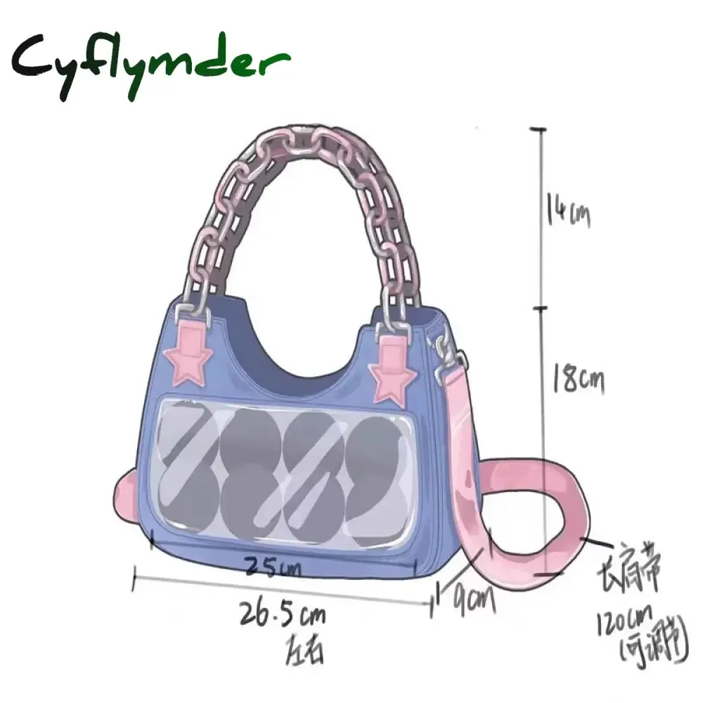 Cyflymder New Y2K Spice Girl Tote Denim Bag Fashion Cool Dark Shoulder Crossbody Bag Chain Ladies Bags Zip Purses Bagutte Handbags Women
