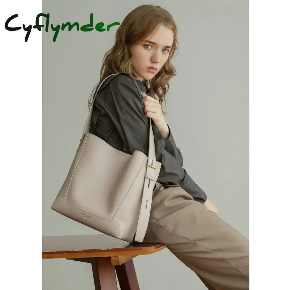 Cyflymder Shoulder Bag For Women Fashion Large Leather Bucket Shopping Dating Bags High Quality Luxury Designer HandBag Women's