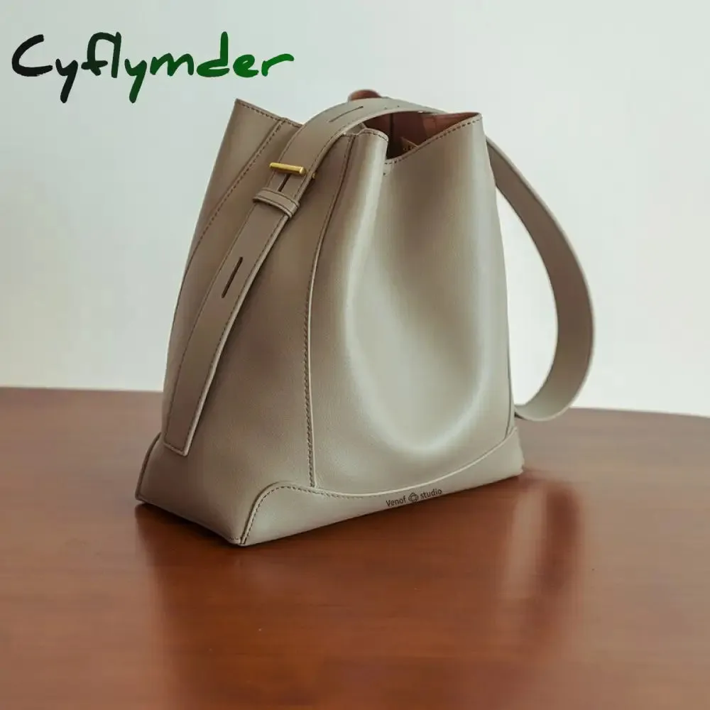 Cyflymder Shoulder Bag For Women Fashion Large Leather Bucket Shopping Dating Bags High Quality Luxury Designer HandBag Women's