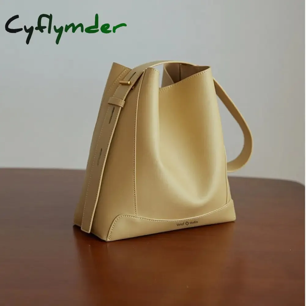 Cyflymder Shoulder Bag For Women Fashion Large Leather Bucket Shopping Dating Bags High Quality Luxury Designer HandBag Women's
