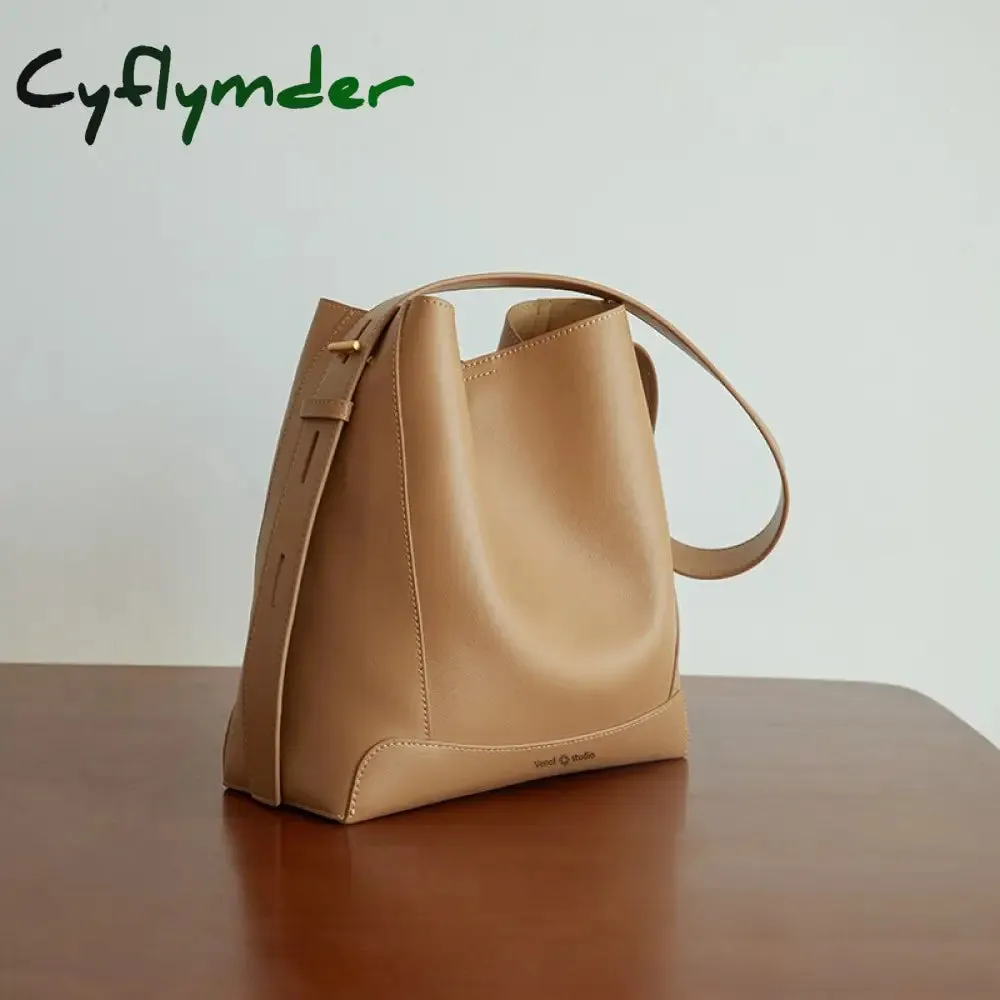Cyflymder Shoulder Bag For Women Fashion Large Leather Bucket Shopping Dating Bags High Quality Luxury Designer HandBag Women's