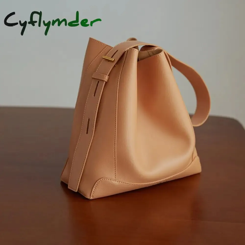 Cyflymder Shoulder Bag For Women Fashion Large Leather Bucket Shopping Dating Bags High Quality Luxury Designer HandBag Women's