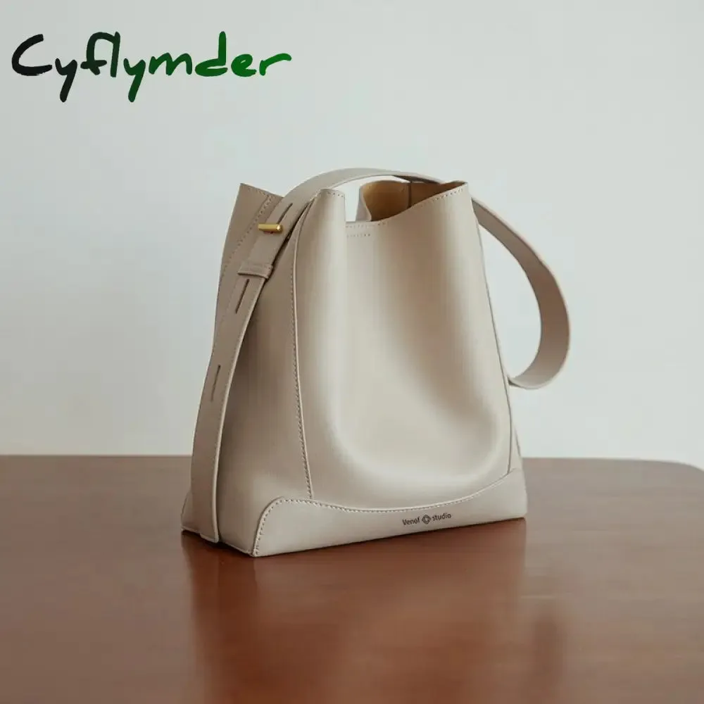 Cyflymder Shoulder Bag For Women Fashion Large Leather Bucket Shopping Dating Bags High Quality Luxury Designer HandBag Women's