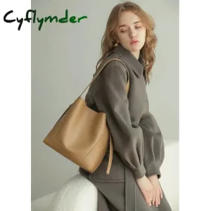 Cyflymder Shoulder Bag For Women Fashion Large Leather Bucket Shopping Dating Bags High Quality Luxury Designer HandBag Women's