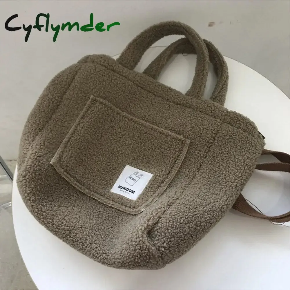 Cyflymder Winter Portable Shoulder Bag Plush Handbags Fashion Women Large Capacity Street Totes Popular Simple Female Daily Shop Bag