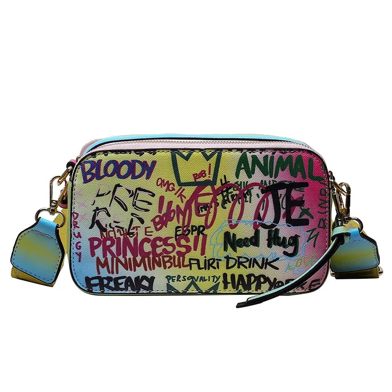 Designer Women Small Pu Leather Purses High Quality Ladies Graffiti Travel Shoulder Bag Fashion Female Crossbody Bags for Women