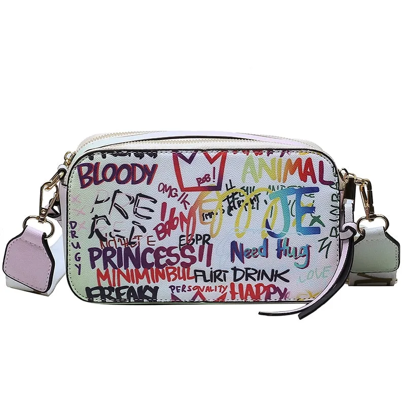 Designer Women Small Pu Leather Purses High Quality Ladies Graffiti Travel Shoulder Bag Fashion Female Crossbody Bags for Women