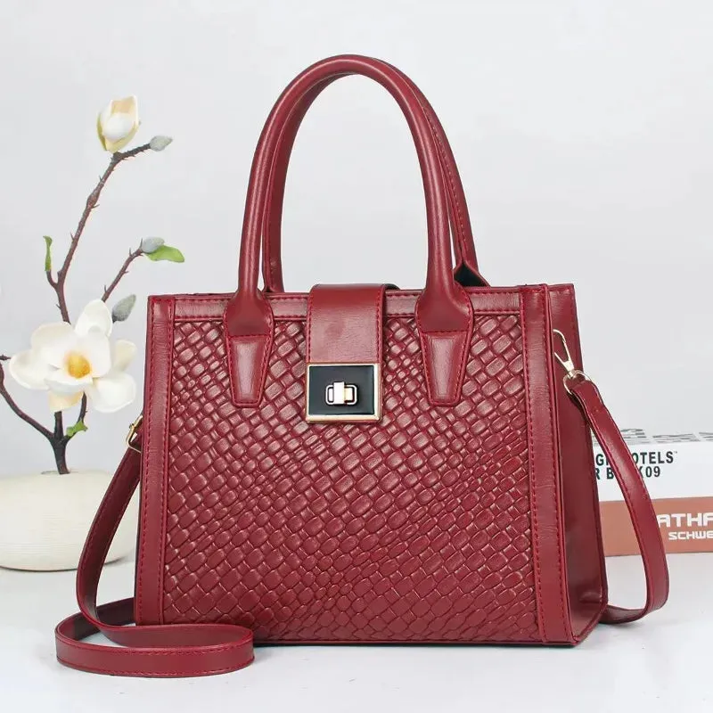 Fashion Women Large Capacity Crossbody Bags Weaving Texture Retro Handbags