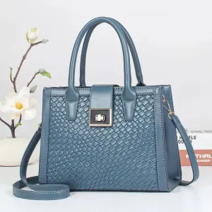 Fashion Women Large Capacity Crossbody Bags Weaving Texture Retro Handbags