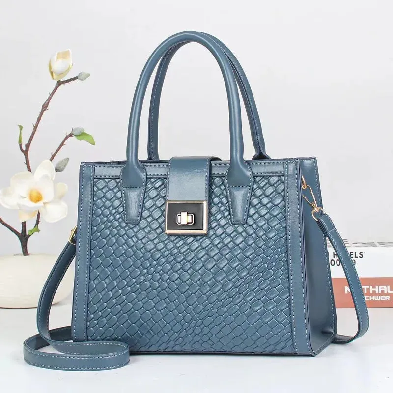 Fashion Women Large Capacity Crossbody Bags Weaving Texture Retro Handbags