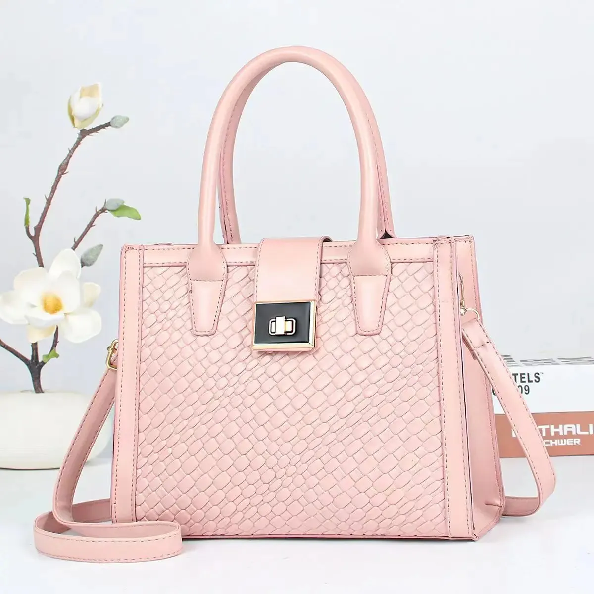 Fashion Women Large Capacity Crossbody Bags Weaving Texture Retro Handbags