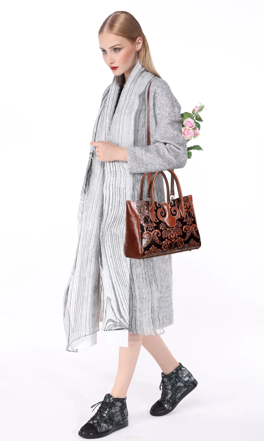 Floral Top Handle Handbags