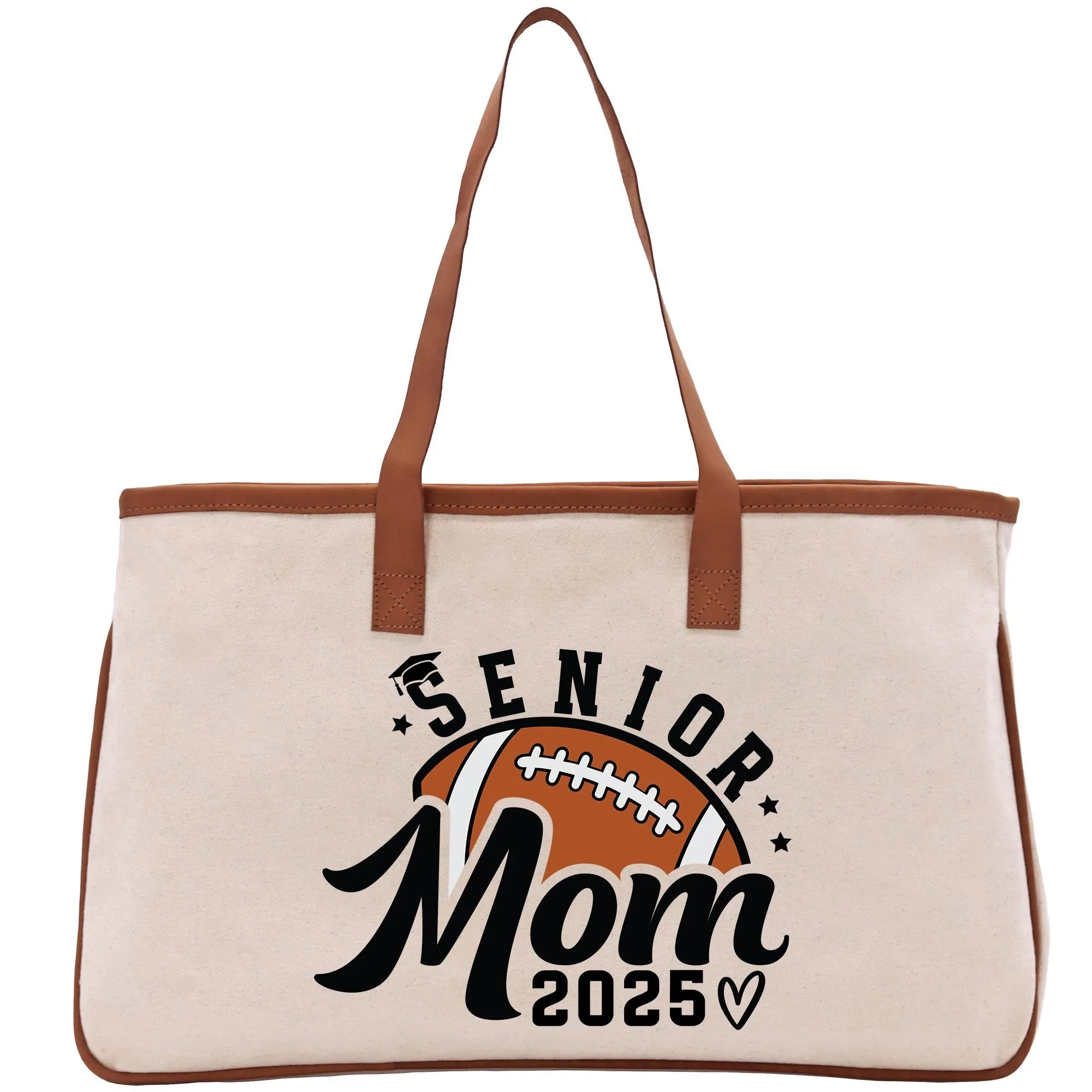 Football Mom Sports Cotton Canvas Tote Bag Gift for Football Mother Football Lover Mom Gift (FMTB1013)