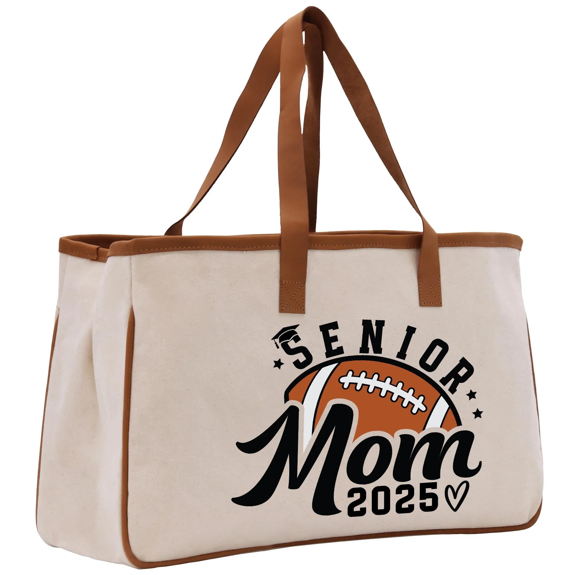 Football Mom Sports Cotton Canvas Tote Bag Gift for Football Mother Football Lover Mom Gift (FMTB1013)