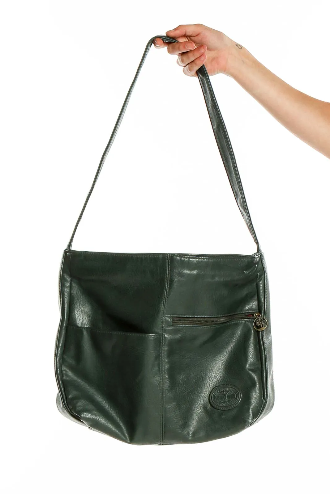 Forest Green Leather Shoulder Tote