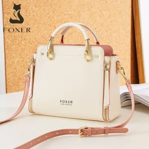 FOXER 2021 Women Fashion Cow Leather Handbag Top Handle Purse Commute Crossbody Bag Elegant Ladies Shoulder Bag Female Totes