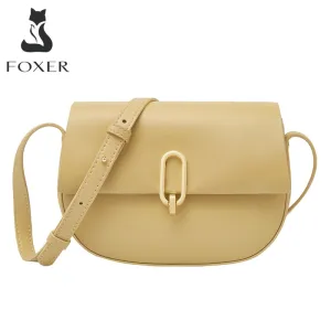 FOXER Ladies Split Leather Messenger Bag Fashion Simple Long Shoulder Strap Shoulder Bag High Quality Luxury Leather Bag Women