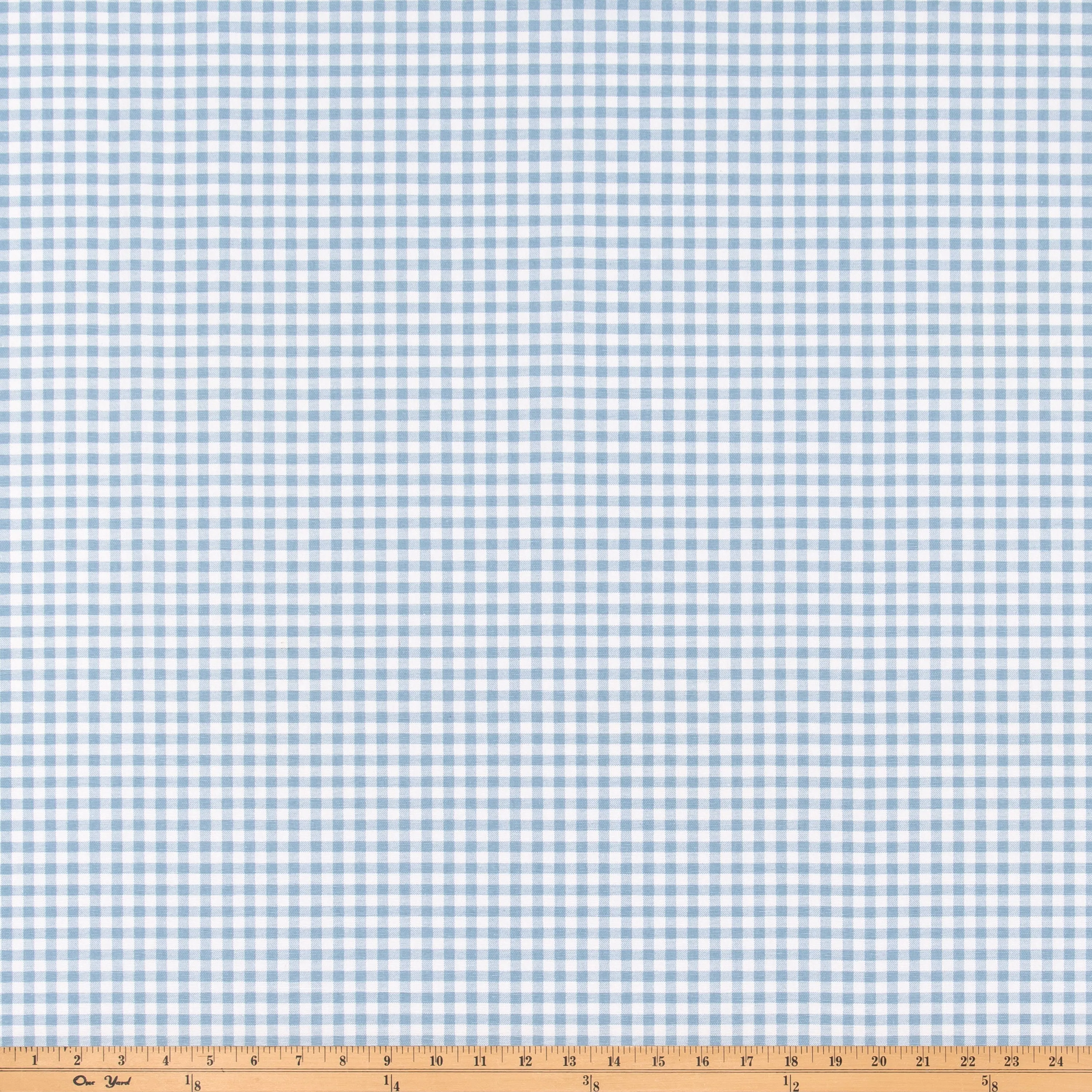Gingham Weathered Blue 7oz Cotton Fabric By Premier Prints