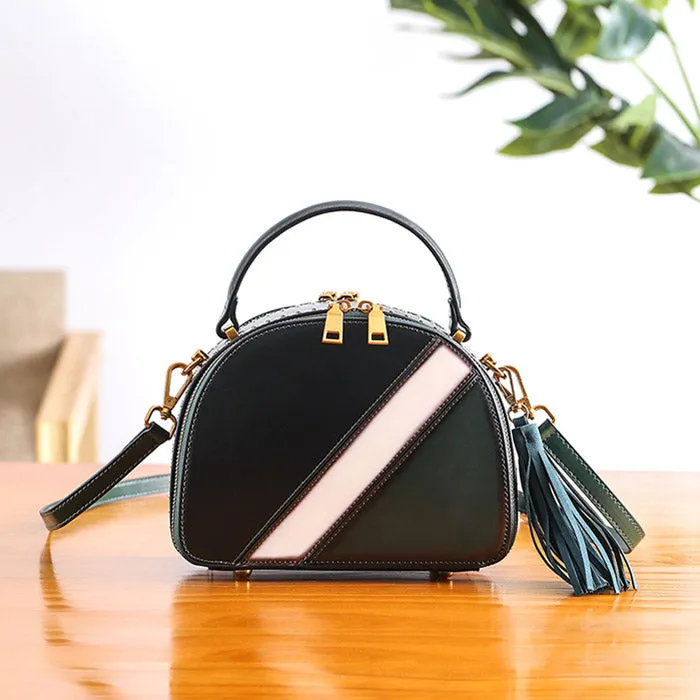 Half Round Red Leather Crossbody Bags Shoulder Bag Purses for Women