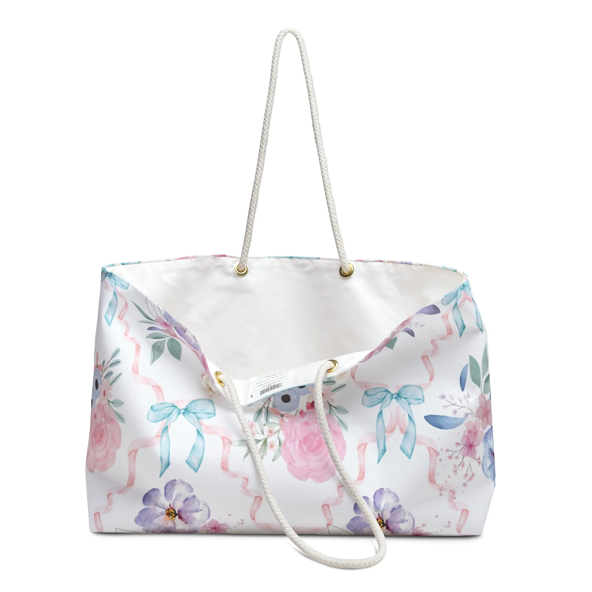 Henley Flower and Ribbon Charm Oversized Weekender Tote Bag
