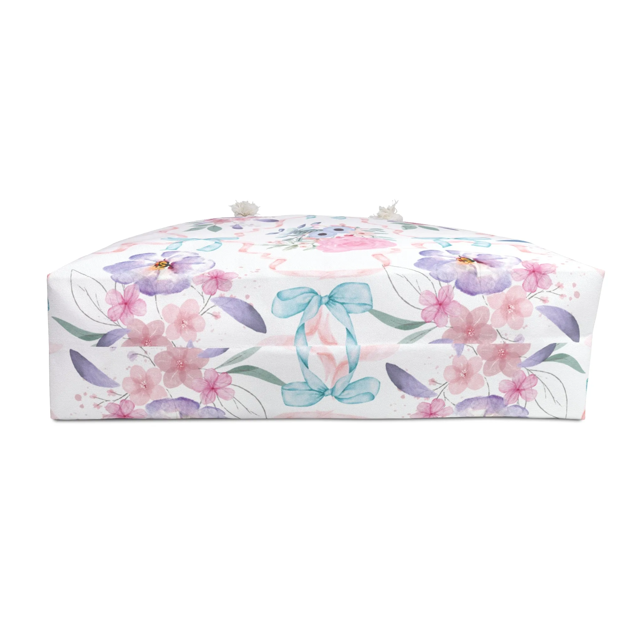Henley Flower and Ribbon Charm Oversized Weekender Tote Bag
