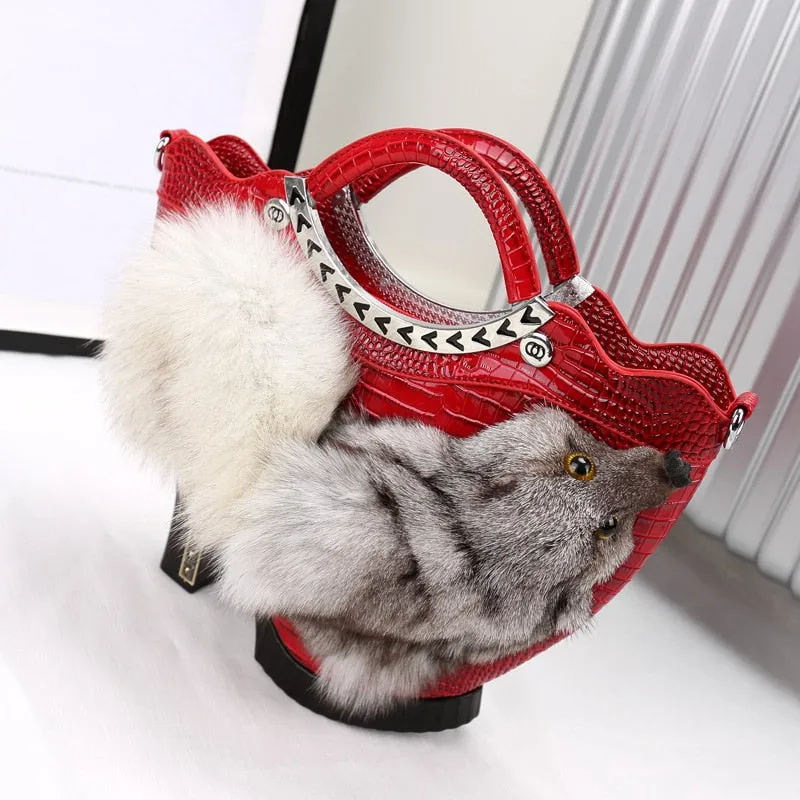 High Quality Women Handbags New Fashion High Heels Shoulder Messenger Bags Pu Leather Casual Female Fox Crossbody Bags for Women