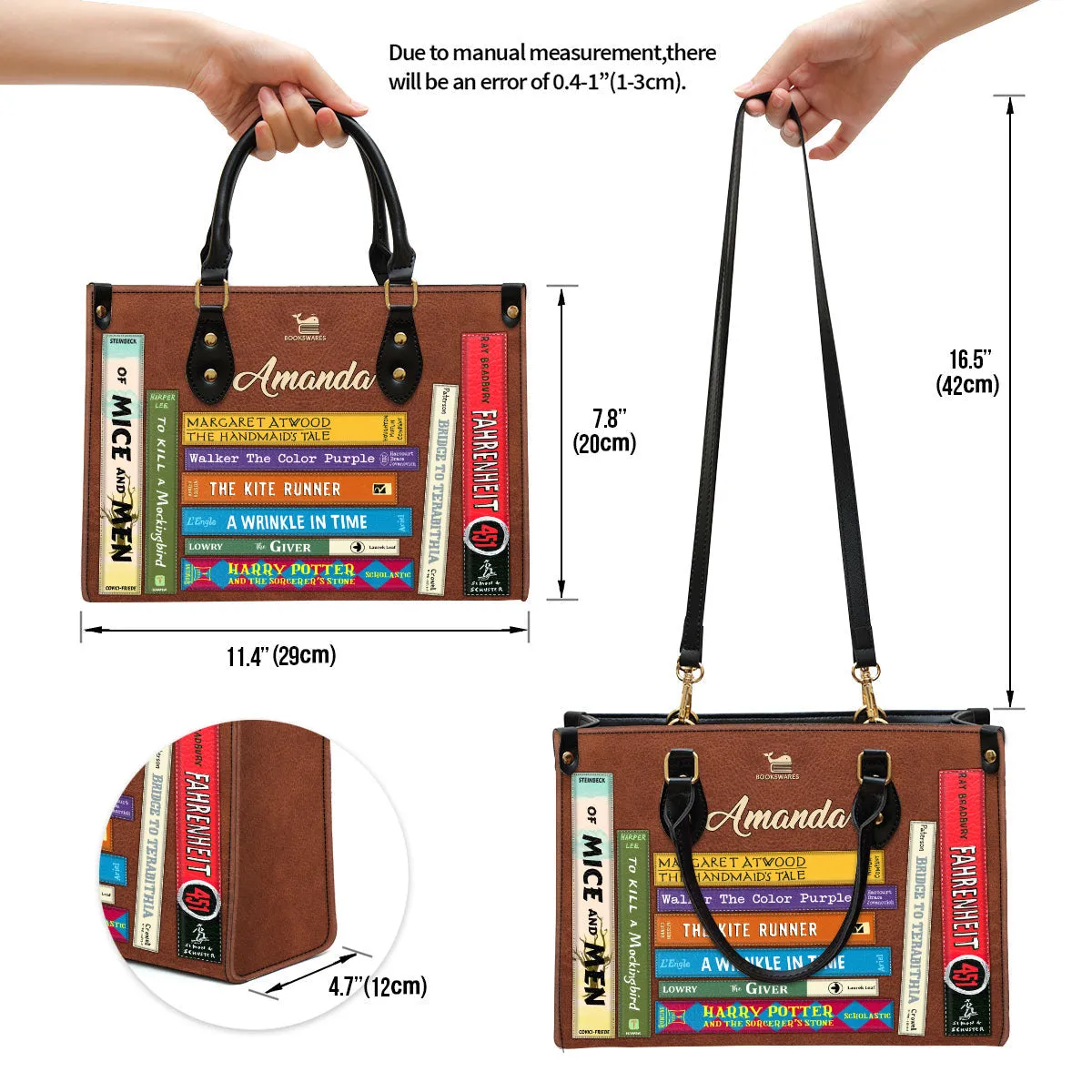 I Read Banned Books Leather Brown Handbag Book Lovers Gift LHB69