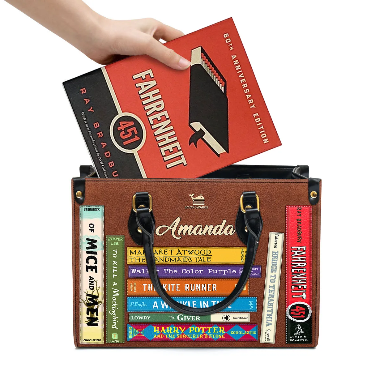 I Read Banned Books Leather Brown Handbag Book Lovers Gift LHB69