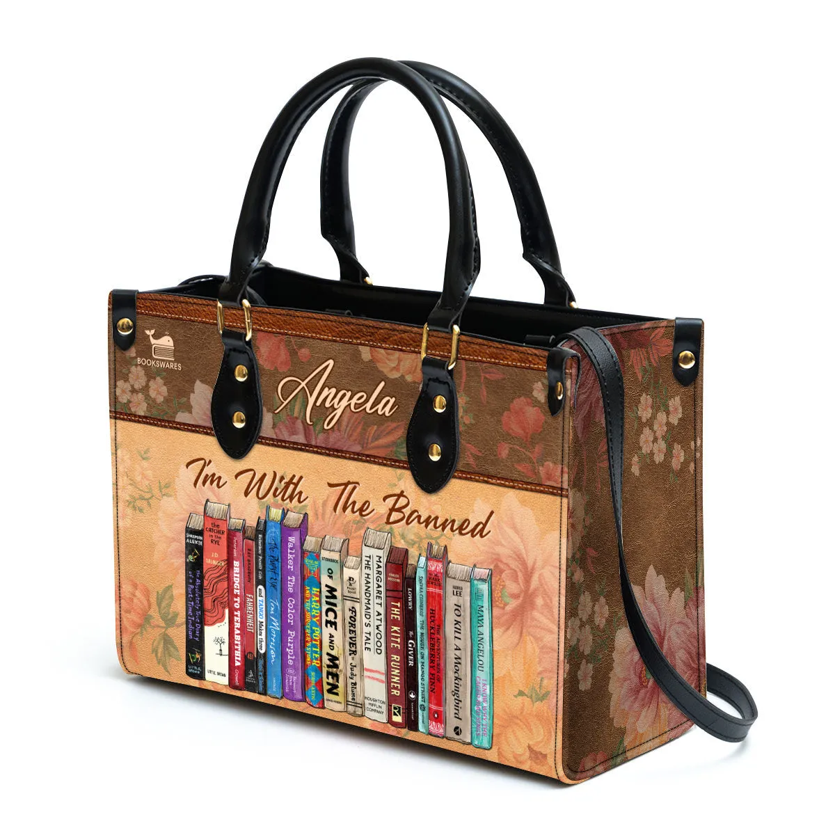 I'm With The Banned Flowers Leather Handbag Book Lovers Gift LHB185