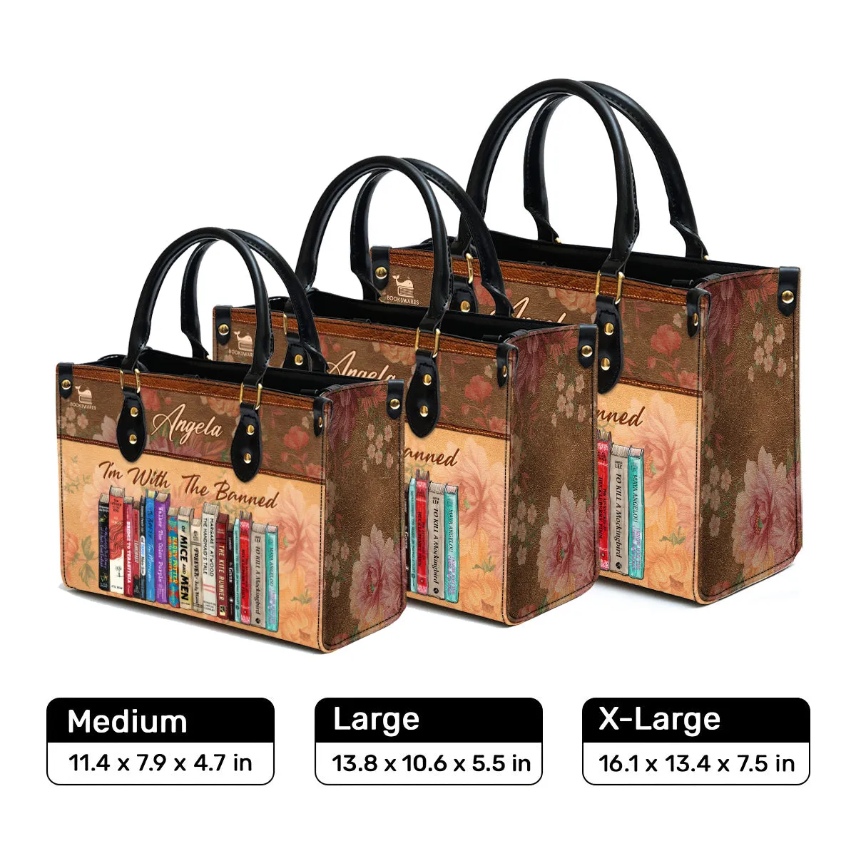 I'm With The Banned Flowers Leather Handbag Book Lovers Gift LHB185