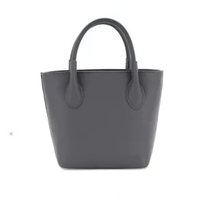 Italian Designer Leather Grab Bag - Swolit Domenico - Dark Grey