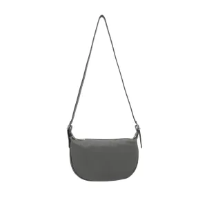 Italian Designer Leather Round Shoulder Bag Dark Grey