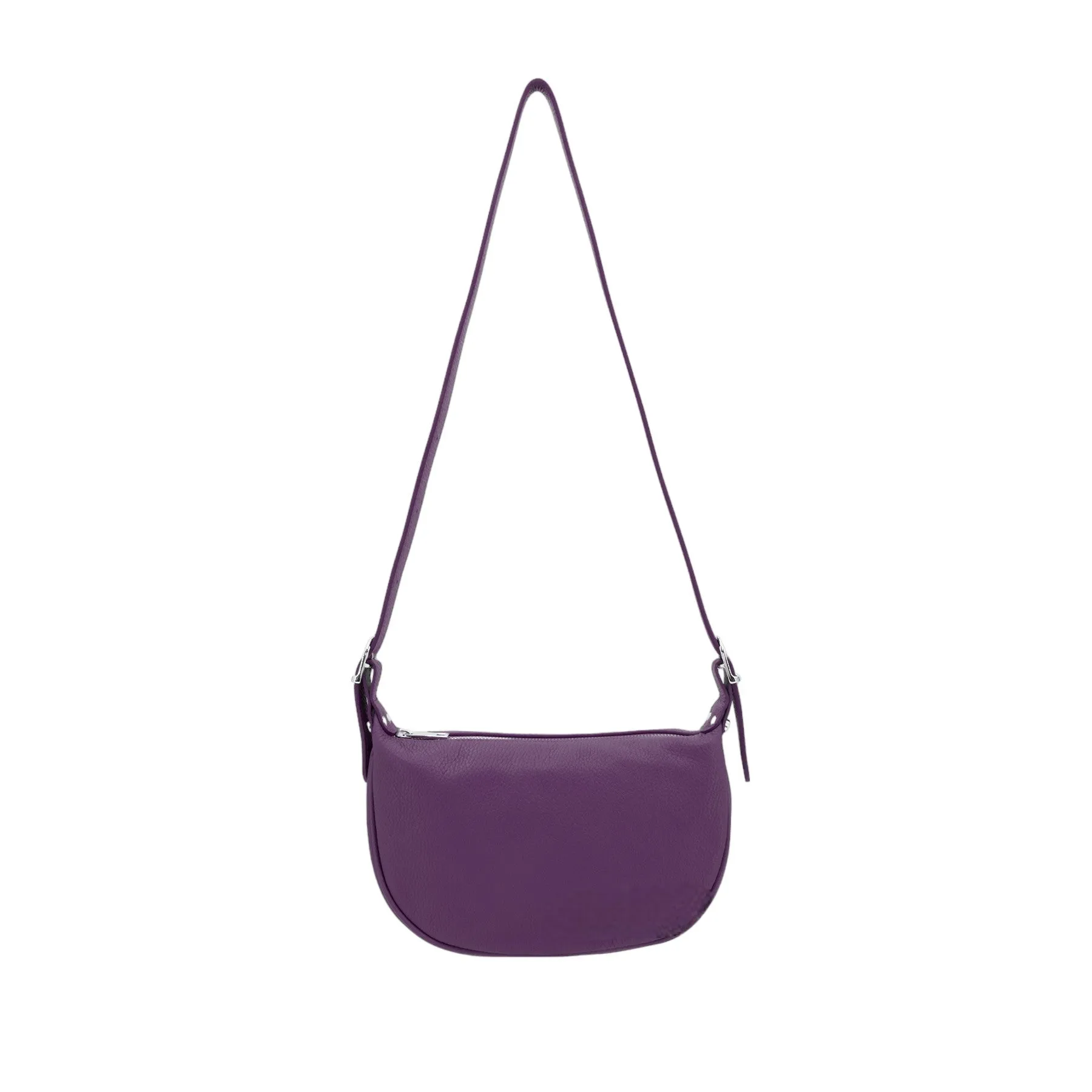 Italian Designer Leather Round Shoulder Bag Purple