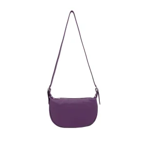 Italian Designer Leather Round Shoulder Bag Purple