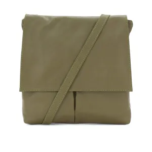 Italian Designer Soft Leather Crossbody Two Pockets- Simpsi - Olive Green