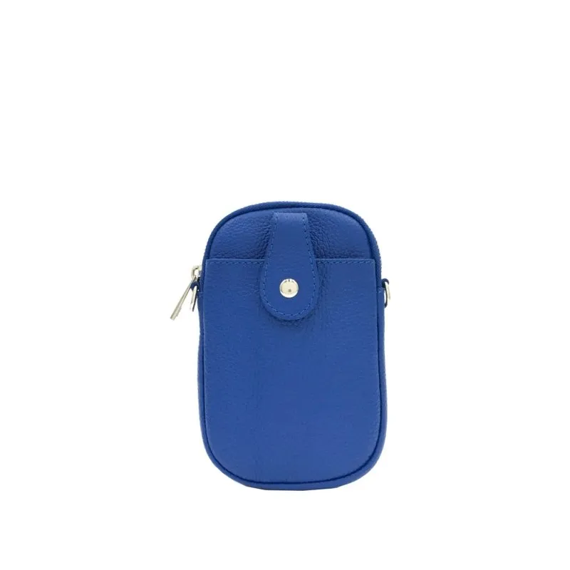 Italian Leather Front Pocket Phone Pouch Crossbody Purse- Pexie Navy