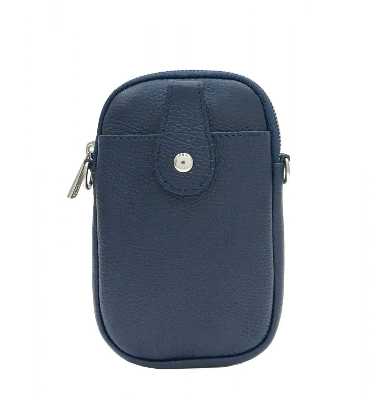 Italian Leather Front Pocket Phone Pouch Crossbody Purse- Pexie Navy