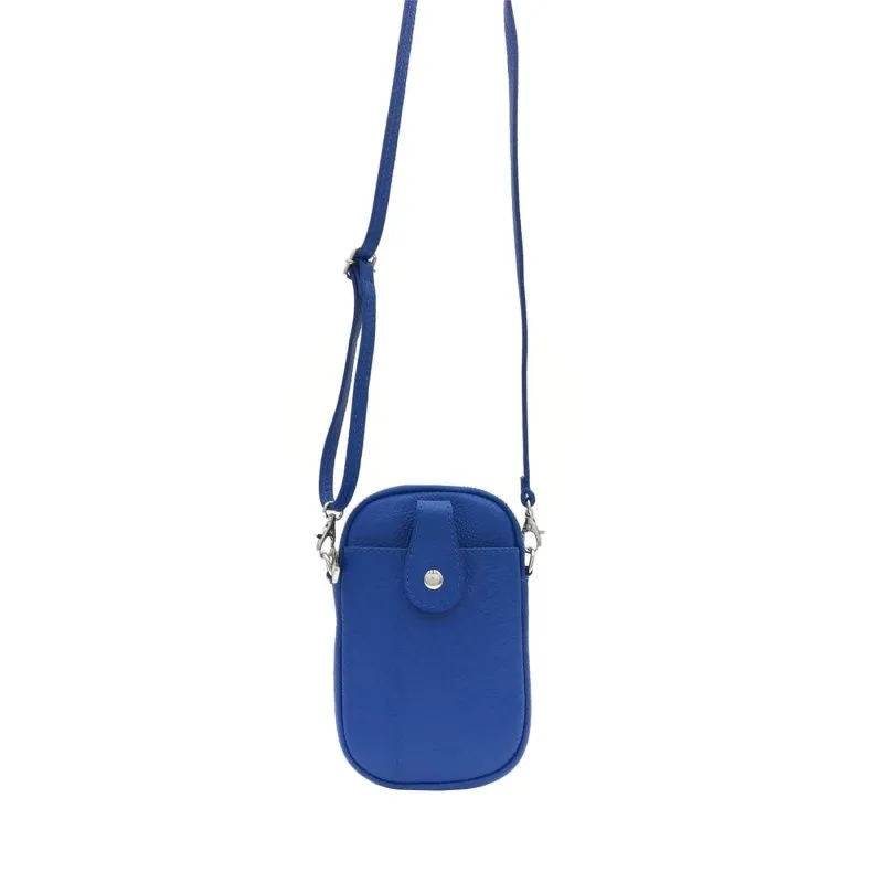 Italian Leather Front Pocket Phone Pouch Crossbody Purse- Pexie Navy