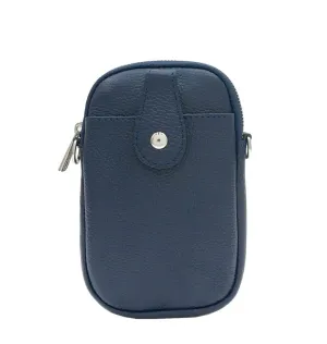 Italian Leather Front Pocket Phone Pouch Crossbody Purse- Pexie Navy