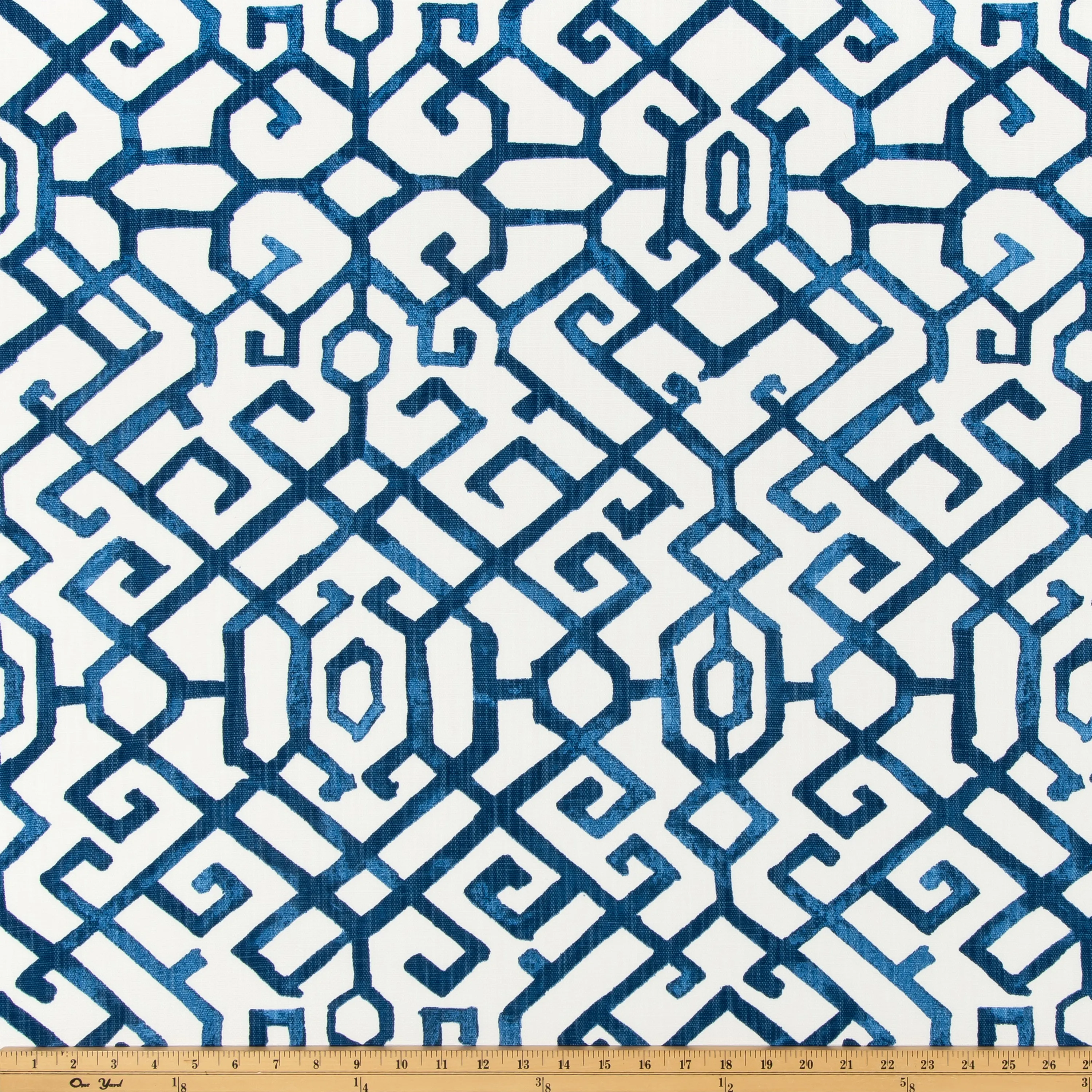 Jing Courtyard Blue Slub Linen White Fabric By Premier Prints