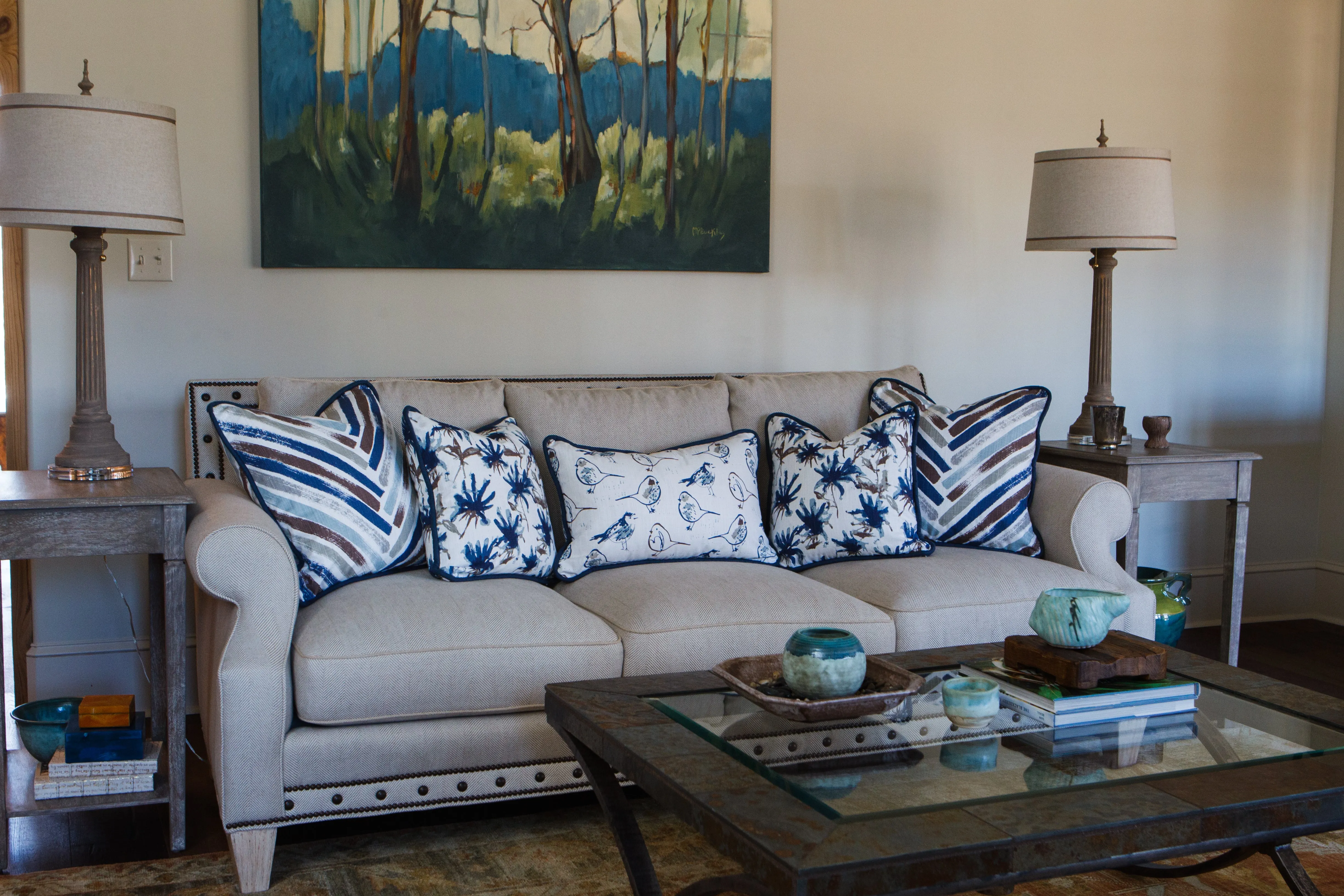 Kendal Regal Blue Slub Canvas Fabric By Premier Prints